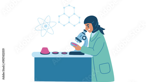 Scientist examining samples through a microscope in a laboratory setting