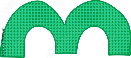 Green Letter M Graphic Shape with Dots Halftone Textured