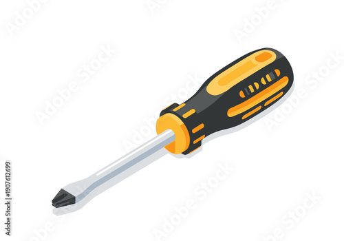 Screwdriver illustration viewed from above on a plain background