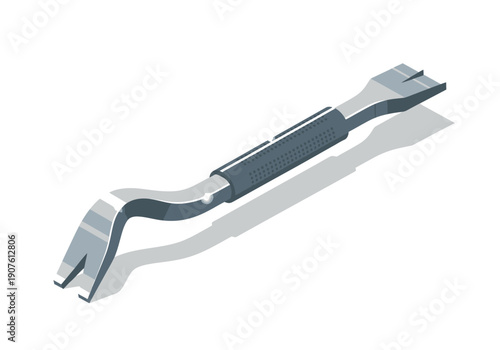 A pair of metal tongs casting a shadow on a plain surface viewed from an angle