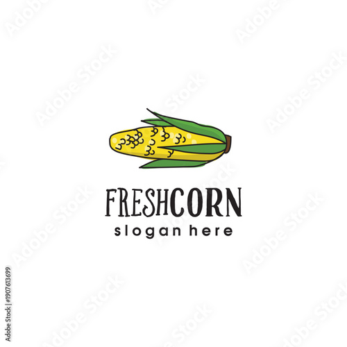 Corn vector logo vintage hand-drawn, maize illustration, popcorn symbol classic and rustic, very elegant for a company.