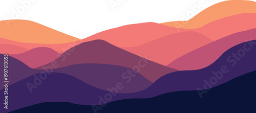 Vibrant abstract mountain landscape with colorful gradient hills