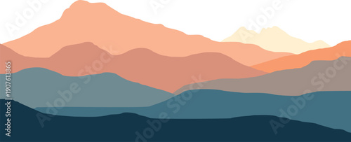 Vibrant mountain landscape with colorful layered peaks