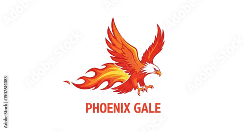 Phoenix Gale Mythical Bird Illustration.