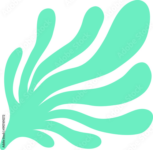 Abstract Aqua Leaf Shape, Cute Lineless Artisanal Decorative