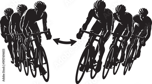 Cyclists in Motion Silhouette Illustration for Sports and Fitness