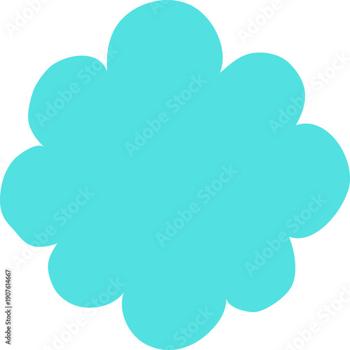 Blue Flower Shape, Cute Lineless Artisanal Decorative