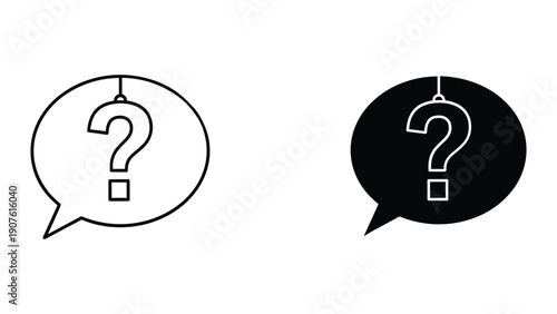 Question mark in speech bubble icon set