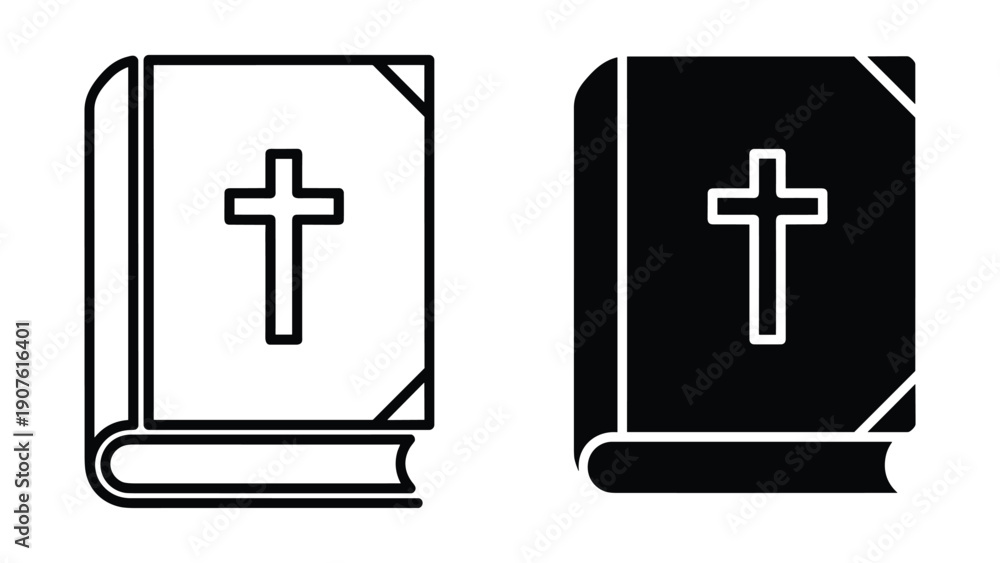 Fototapeta premium Holy bible book icon with cross symbol
