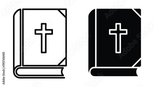 Holy bible book icon with cross symbol