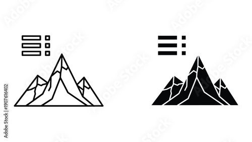 Mountain icon set with text box