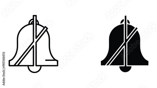 Mute bell icon set