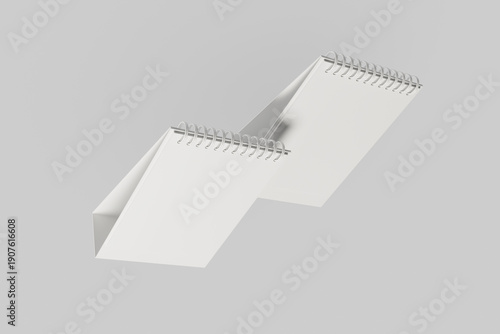 Two Desktop Spiral Bound Calendars Angled Perspective View