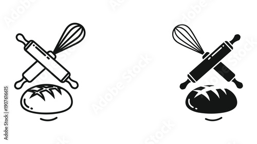 Baking tools and freshly baked bread