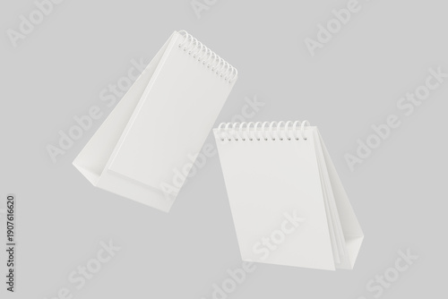 Two Angled Desk Calendar Mockups on White Background