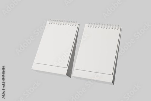 Pair of Desk Calendar Mockups with White Pages and Blue Details