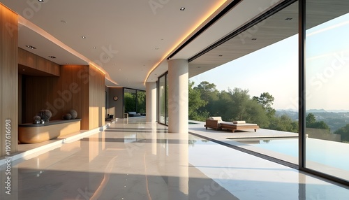 Wallpaper Mural Modern luxury infinity pool at sunset with panoramic mountain view and elegant interior design Torontodigital.ca