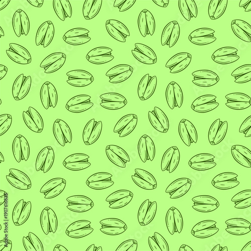 doodle pistachio pattern background for packaging. pistachio seed Seamless pattern Hand drawn sketch. Pistachio nuts pattern background. Vector doodle pistachio nuts seamless pattern background.