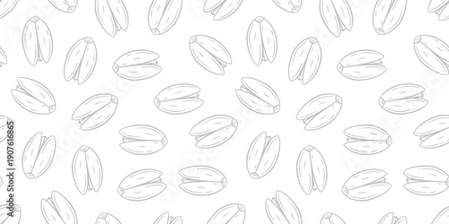 doodle pistachio pattern background for packaging. pistachio seed Seamless pattern Hand drawn sketch. Pistachio nuts pattern background. Vector doodle pistachio nuts seamless pattern background.
