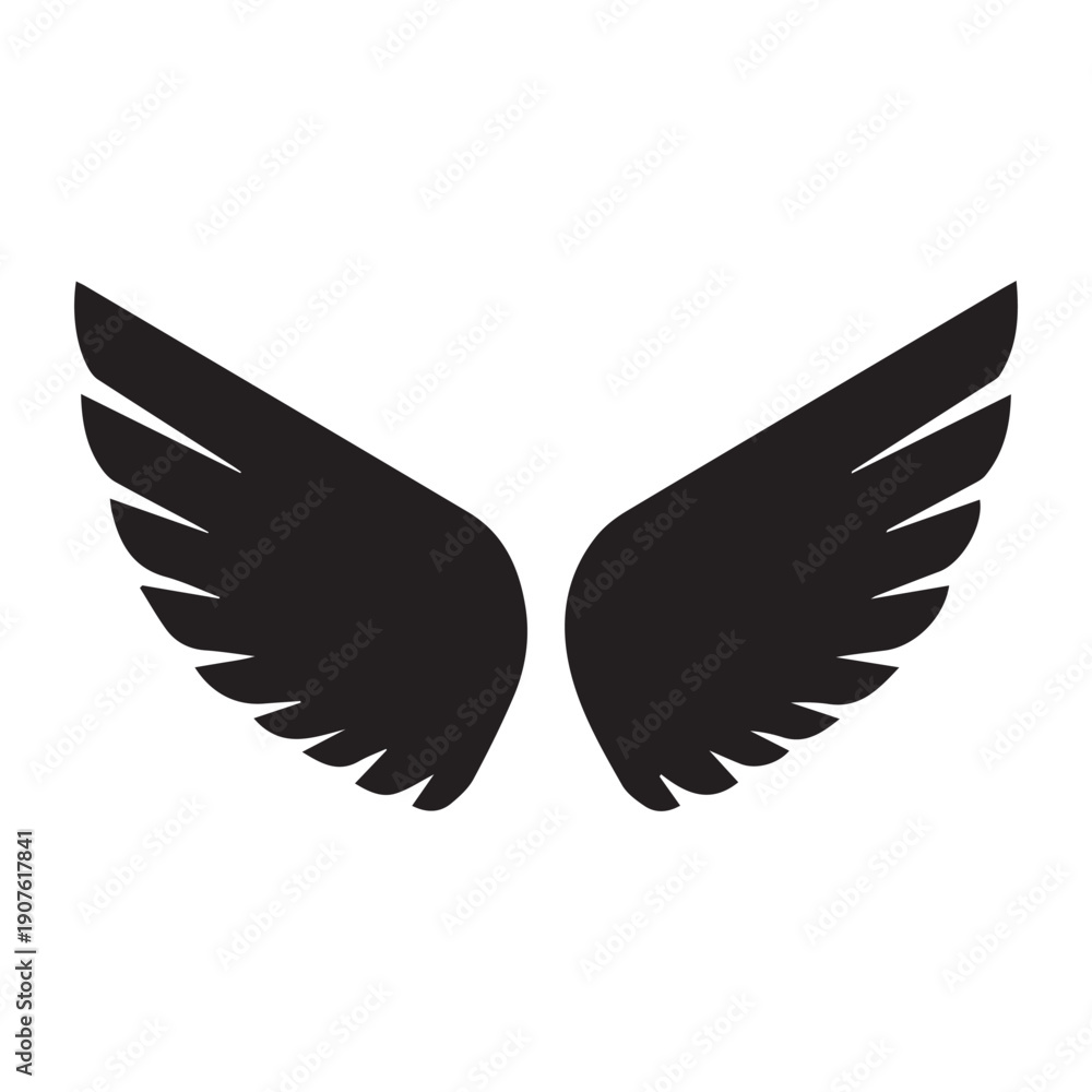 Obraz premium Black Wings Icon Vector – Angel, Freedom & Flying Symbol