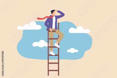 Man Looking Up On Ladder