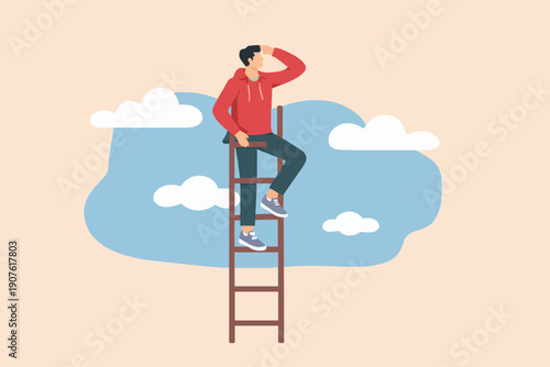 Young Man On Ladder