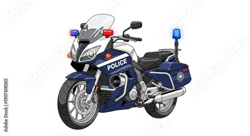 Police Motorcycle With Lights and Siren.