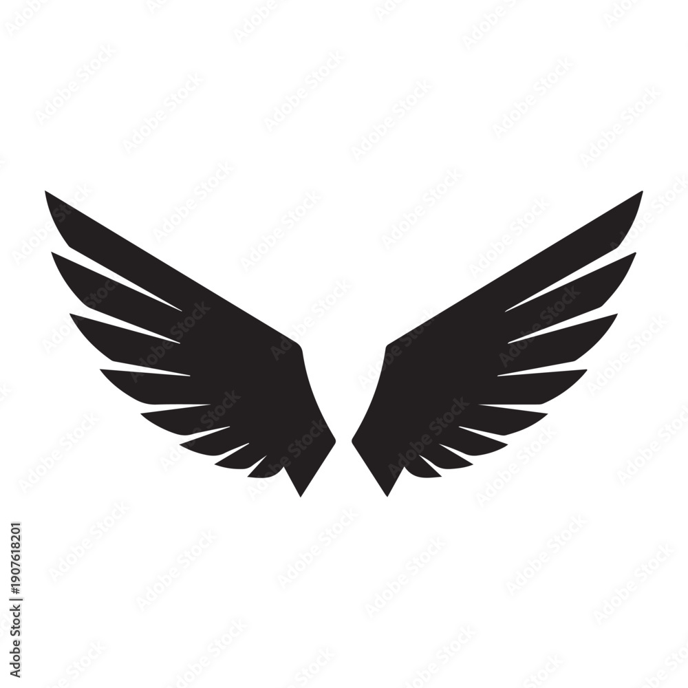 Fototapeta premium Black Wings Icon Vector – Angel, Freedom & Flying Symbol