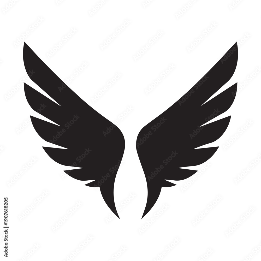 Fototapeta premium Black Wings Icon Vector – Angel, Freedom & Flying Symbol
