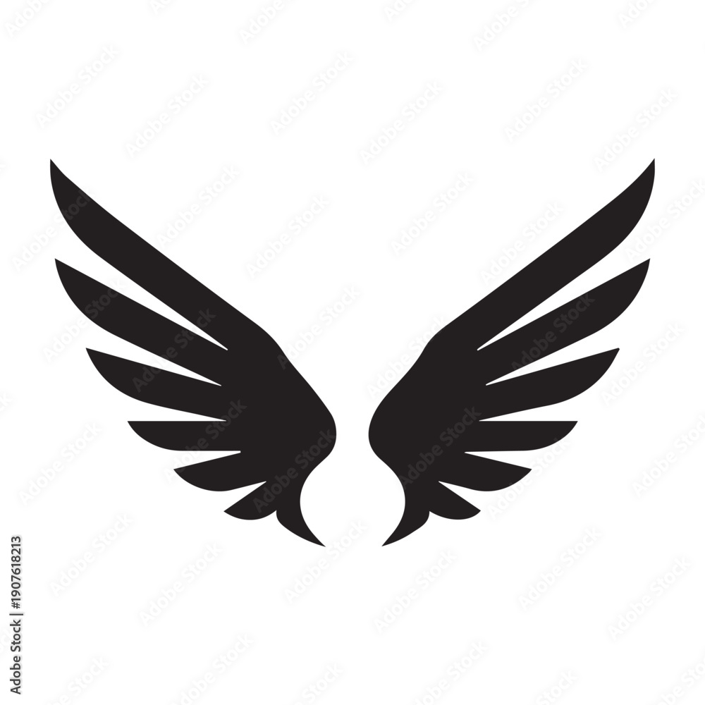 Fototapeta premium Black Wings Icon Vector – Angel, Freedom & Flying Symbol