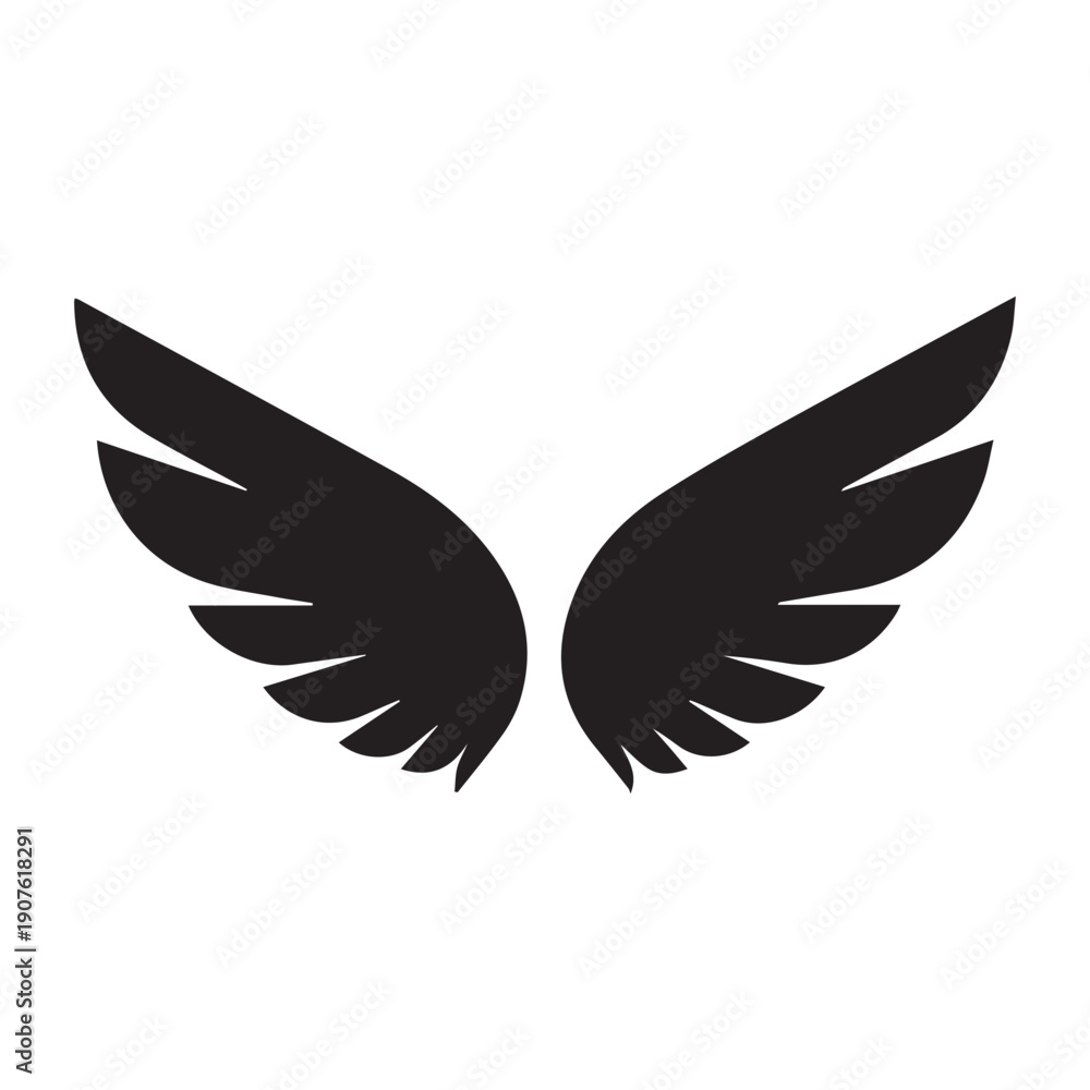 Fototapeta premium Black Wings Icon Vector – Angel, Freedom & Flying Symbol