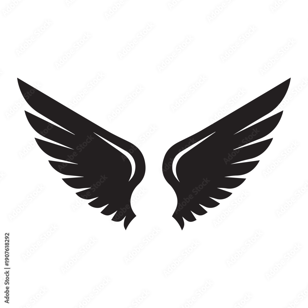 Fototapeta premium Black Wings Icon Vector – Angel, Freedom & Flying Symbol