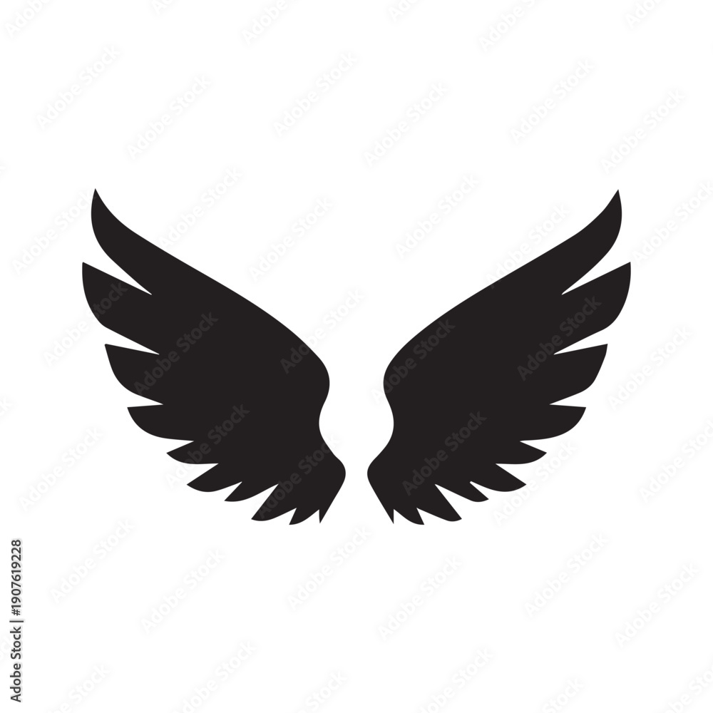 Fototapeta premium Black Wings Icon Vector – Angel, Freedom & Flying Symbol