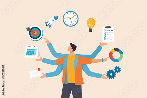 Busy Person With Many Tasks