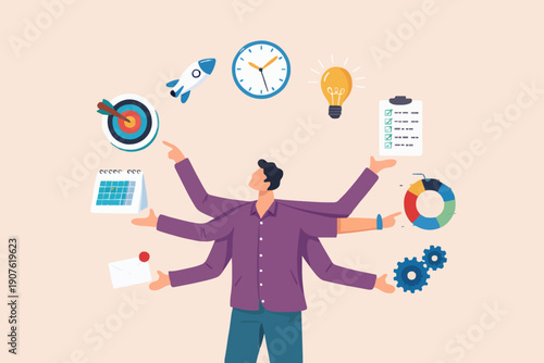 Busy Person With Many Tasks