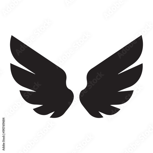 Black Wings Icon Vector – Angel, Freedom & Flying Symbol