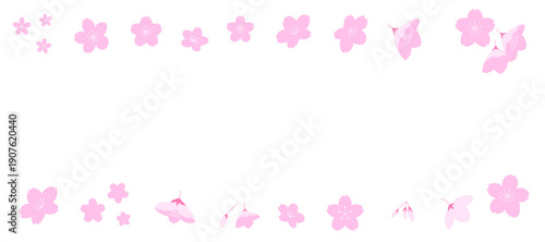 色々な形の桜のフレームイラスト　コピースペース