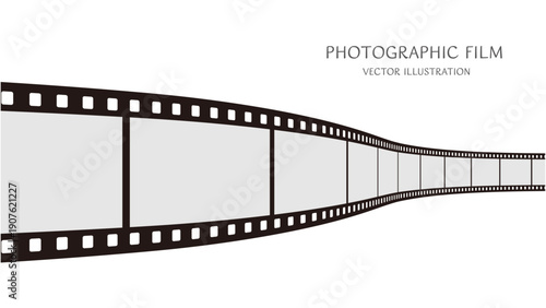 16:9の背景素材：ダイナミックな動きをした35mm写真フィルムのベクターイラストデータ