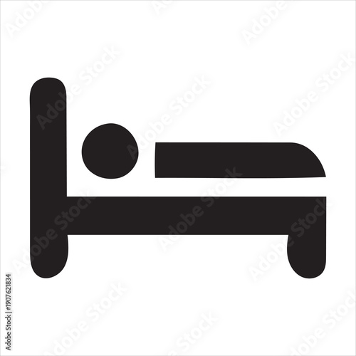 Black simple icon of a person lying in bed sleeping lying down