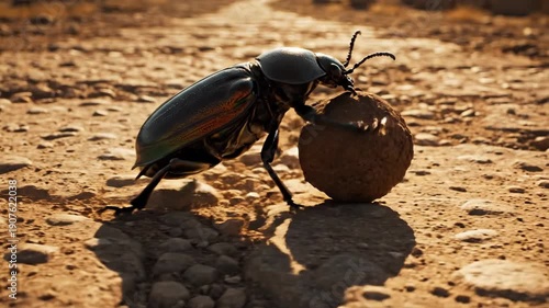 Wallpaper Mural A Determined Scarab Beetle Rolls a Precious Sphere Across a Sun-Baked Earthy Path Torontodigital.ca