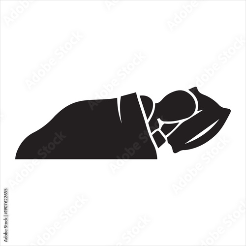 Silhouette of a person sleeping peacefully head resting on a pillow
