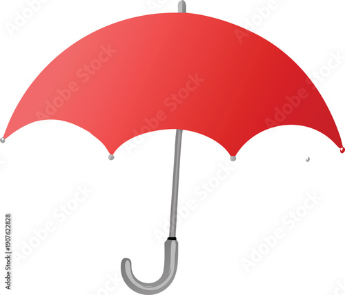 A vibrant red umbrella is displayed against a plain white background high quality