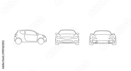 Three stylized car outlines shown from different angles.