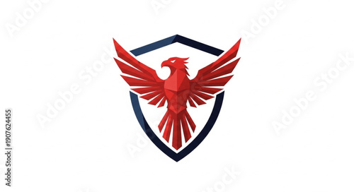 Red Phoenix Emblem Shield Logo Design.