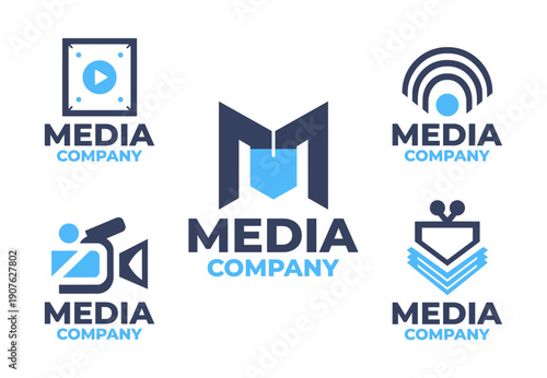 5 Media Company Logo Set Modern Minimalist Digital Branding Collection