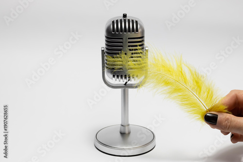 ASMR Feather Brushing Microphone Trigger with Hand