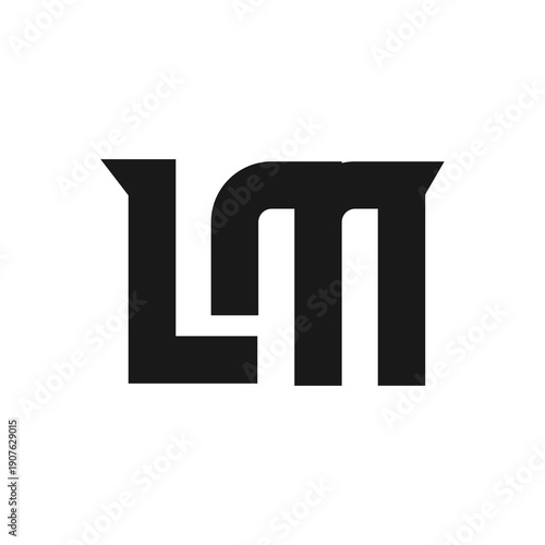 LM Monogram Logo Design Template Black Abstract Lettermark Geometric Symbol