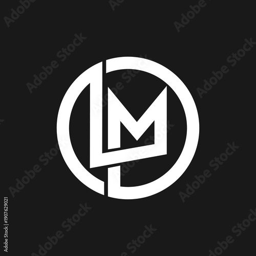 LM ML Letter Monogram Logo Design within a Circle, Modern Abstract Corporate Brand Icon