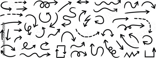 Collection of various arrow and curved line designs in different styles and directions