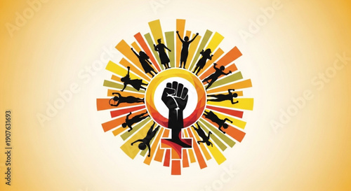 Raised Fist Symbolizing Unity and Solidarity in Orange and Yellow Gradient